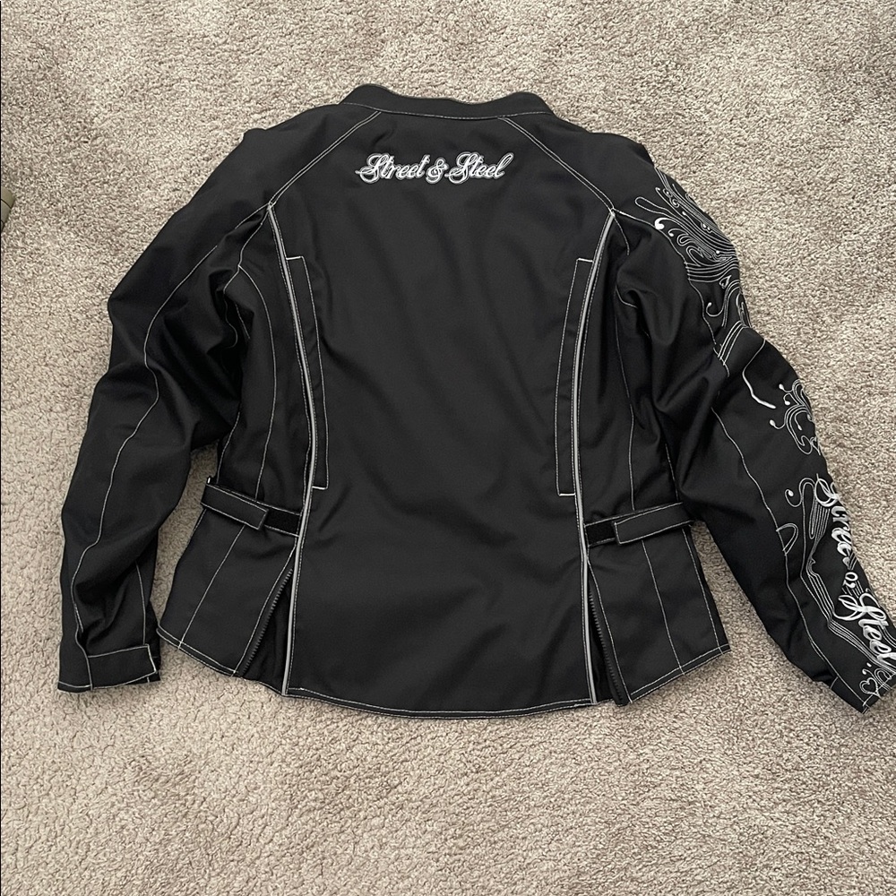 Street & Steel Black Women's Motorcycling Jacket with Embroidery - Picture 8 of 8